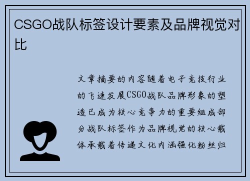 CSGO战队标签设计要素及品牌视觉对比
